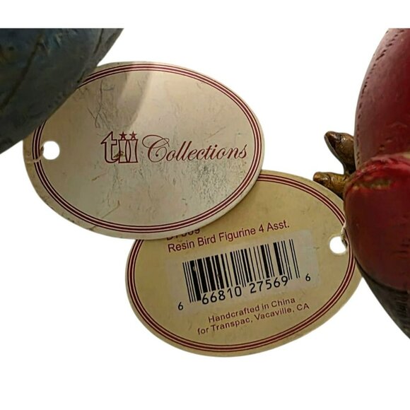 3 Vintage Tii Bird Figurine Red Tanager Bluebird Brown Wren Rustic Country Decor - Picture 9 of 16